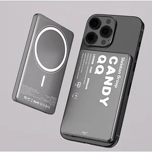 Slim Metal Case Wireless Magnetic Power Bank Digital Display